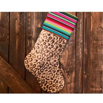 China Wholesale Wild Cotton White Cheetah Serape Christmas Leopard Print Stocking Personalized Christmas Stockings for sale