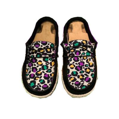 China Fashion Trend Leopard Canvas Sneakers Mardi Gras Decoration Shoes Womens Multiple Mardi Gras Leopard Slip On Sneaker for sale