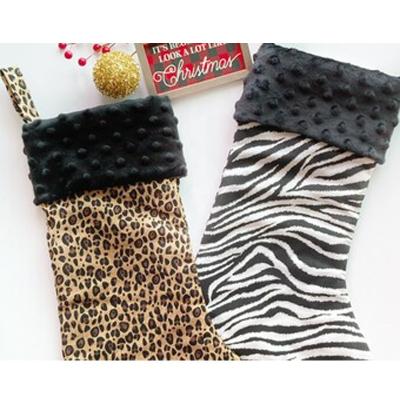 China Cotton 2021 Wholesale Luxury Linen Monogrammed Christmas Leopard Stitched Stockings Burlap for sale