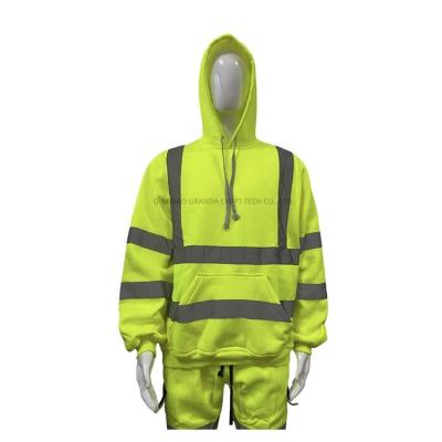 China Safety Comfortable Work Wear Reflective Clothing Hi Vis Yellow Fleece Sweater Work Hoodies for sale