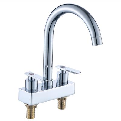 China Basin Sink Three-hole Thermostatic Double Switch Water Tap Bathroom Faucets Mixing Valve Hot And Cold Random Faucet for sale