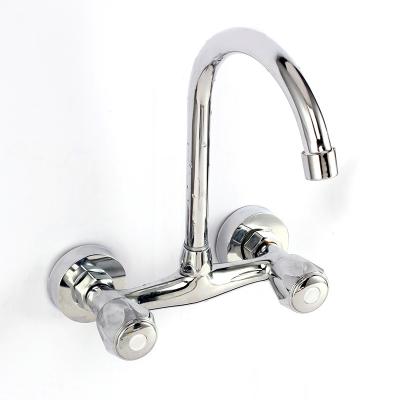 China Thermostatic Wall Mounted Basin Faucet Dual Handle Water Mixer Tap Hole Bathroom Sink Cold Hot Water Faucet Kitchen Faucets Double Handle Sink Faucet for sale