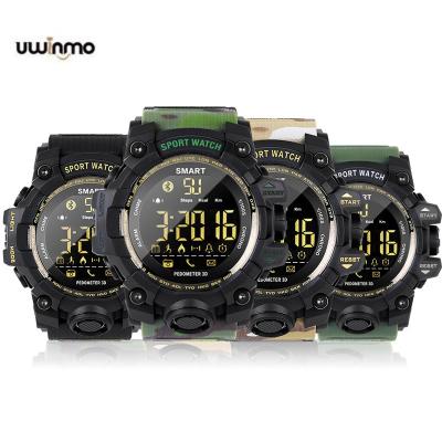 China APP control outdoor sports camouflage style free charging IP67 phone information prompt source factory EX16S waterproof smart watch for sale