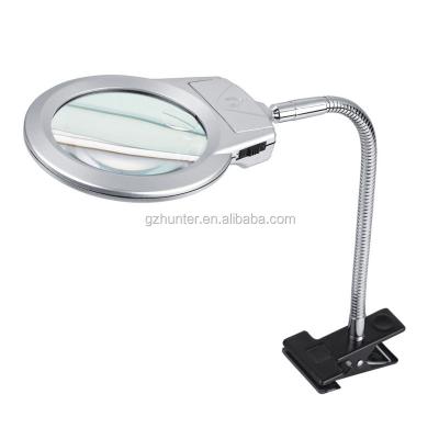 China Metal Glass Sight LED Pipe Spring MG15122-2B 2.25x Lamp Desk Magnifier with Clip for sale