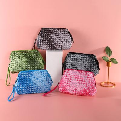 China Customized Portable Wash Bag Multi Color PU Bag Waterproof Shockproof Dustproof Fashion Woven Storage Cosmetic Bag Portable Wash Bag for sale