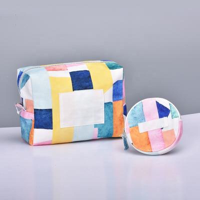 China Cotton Cloth Travel Bag Beauty Cosmetic Makeup Travel Folding Cosmetic Bag Set Cotton Cloth Toiletry Bag for sale