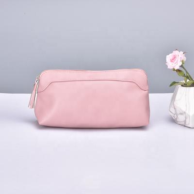 China High-end Custom Made Cosmetic Bag Handbag Pink Ladies Toiletry Bag PU Velvet Elegant Travel Cosmetic Bag for sale