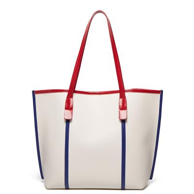 China Lady's Lady's Tote Handbag Large Capacity Women Handbag Fashion Contrast Ladies Casual Soft Shoulder Bag for sale