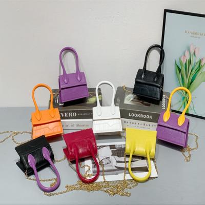 China 2021 Small PU Mini Solid Color Leather Crossbody Bag Fashion Children's Handbags Alligator Ladies Small Ladies Chain Bags for sale