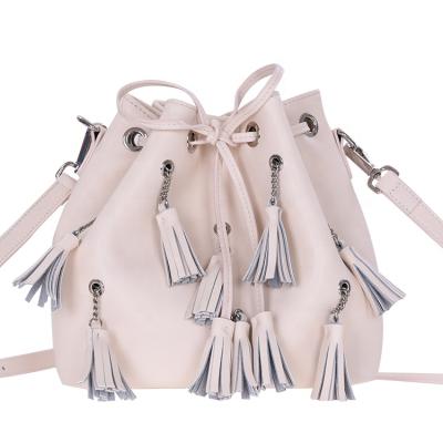 China Fashion Tassels Ladies Young Fashion Pink Drawstring Bucket Bag Women Cross - Body Bag for sale