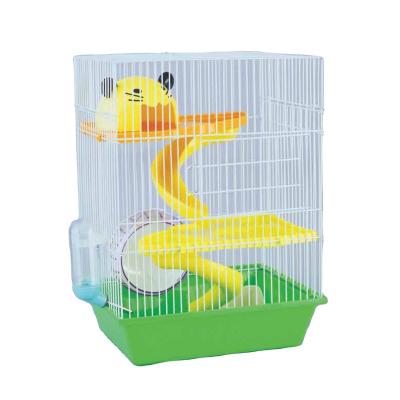 China Three Tier Animal Cage Play House Sustainable Travel Carrier Feeding Hamster Bowl With Running Wheel for sale