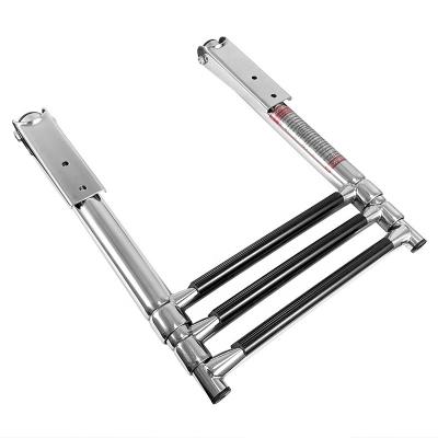 China Boat Hardware High Polished Polished Mirror Mount 316 Stainless Steel Boat Swimming Folding Step Ladder For Boat for sale