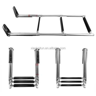 China Telescoping Boat Hardware Mount Under Deck Ladder 3 Step Transom Ladder Stainless Steel Sport Diver Ladder W Diving Bracket for sale