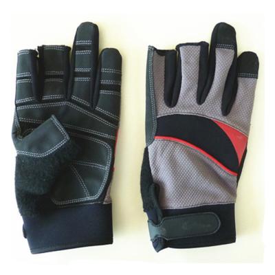 China Cheap Synthetic Leather Plam Protection Mesh Fabric Back Fishing Hand Gloves for sale