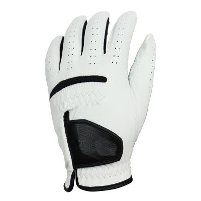 China Soft And Durable Personalized White Color Cabretta Leather Golf Glove With Black Trim for sale