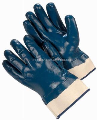 China Wholesale Blue Nitriles Fully Coated Safety Cuff Cotton Dipped Glove for sale