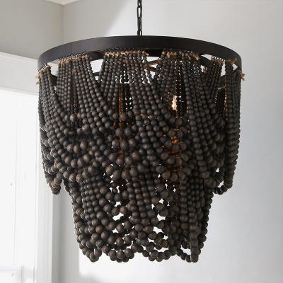 China Wooden Bead Chandelier Creative American Bedroom Sample Room classical chandelier(WH-CI-163） for sale