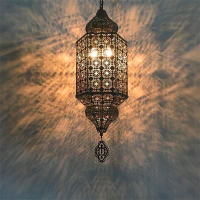 China Vintage Moroccan Hollow Carved Flower Shadow Chandelier Handmade Moroccan lamp(WH-DC-60) for sale