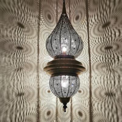 China Modern Decorative Large Muslim Arabic Lamps Carved Moroccan Style Pierced Metal Pendant Lights(WH-DC-63) for sale