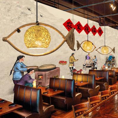 China Fish Shaped Rattan Woven Hotel Bar Lamp Creative Chinese Style Retro lamp(WH-VP-210) for sale