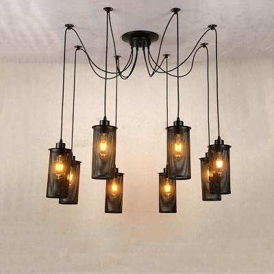 China Retro Loft Industrial Chandelier Adjustable E27 Multi Head Lamps Restaurant metal lamp(WH-VP-225） for sale