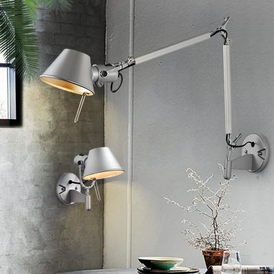 China American Black Silver Wall Light E27 for Bedside Office Living Room Rotatable Long Arm Wall Lamp(WH-OR-233) for sale