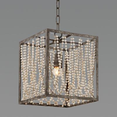 China Rectangular metal chandelier with Wood Bead Chandelier (WH-CI-43) for sale