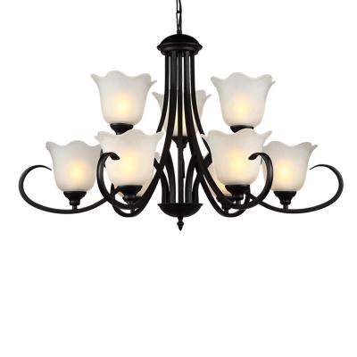 China Rot Black iron chandeliers for farmhouse hotel lighting fixtures (WH-CI-94) for sale