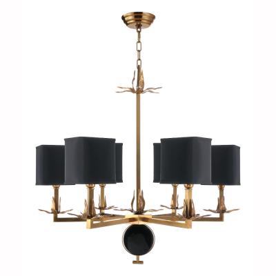 China Contemporary copper chandelier lighting with Blue lampshade for living room Lighting (WH-PC-15) for sale