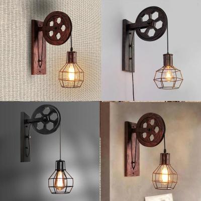 China Corridor Living Room E27 Restaurant Rustic Iron Loft Cafe Pulley wall lamp (WH-VR-08） for sale