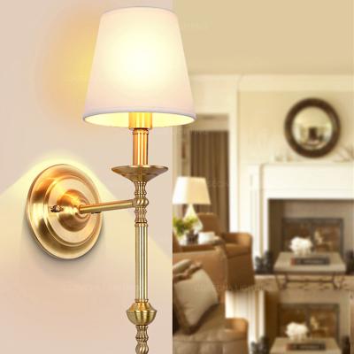 China Noble copper wall lights with fabric shade for bedroom hallway gold luxury brass wall sconce (WH-OR-82) for sale