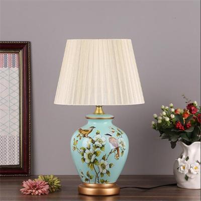 China Vintage Retro Country Chinese Porcelain Ceramic Fabric E27 Dimmer Table porcelain lamp(WH-MTB-107) for sale