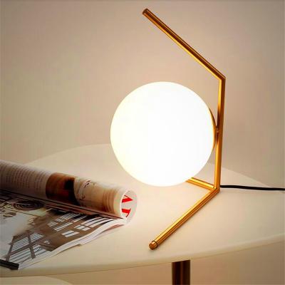 China Modern Table Light 5W LED lamp creative White glass lampshade IC T1 High Table Lamp(WH-MTB-148) for sale