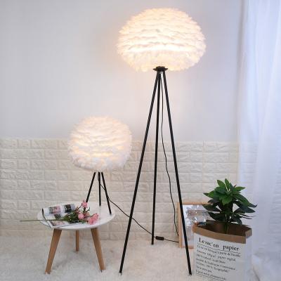 China LED floor lamp modern tripod white feather floor lamp living room reading lamp bedside floor lamp(WH-MFL-27) for sale