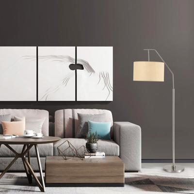 China Modern Metal Floor Lamp Modern E27 Floor Lamps Standing Simple Fabric Shade Standing Lamp(WH-MFL-74) for sale