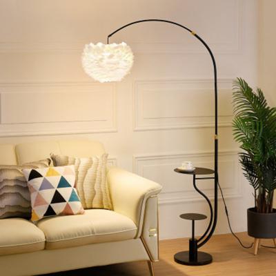 China Romantic Feather Floor Lamp, Sofa Vertical Table Lamp for Living Room Bedroom Bedside Lamp(WH-MFL-87) for sale