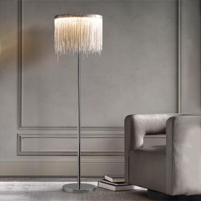 China Living Room Bedroom Tassel Floor Lamp Aluminum Chain Silver Floor Light Villa floor standing light(WH-MFL-122) for sale