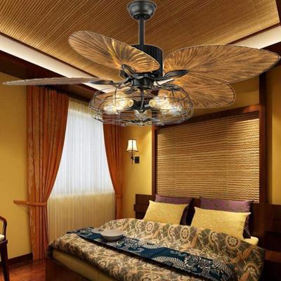 China European-style retro ceiling fan remote control Ceiling Fans Restaurant Living Room ceiling light with fan(WH-CLL-12) for sale