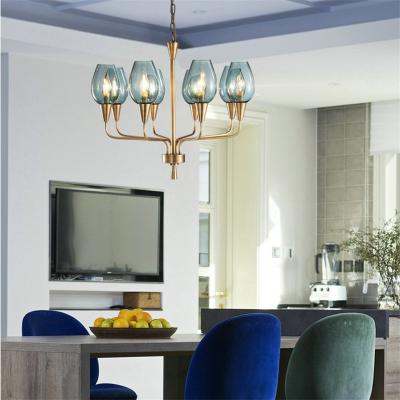 China Brass Chandelier LED Modern Copper Glass Shade Hanging Lamp interior lighting home Longmont Chandelier(WH-MI-88) for sale