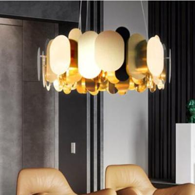 China Minimalist luxury living room chandelier round metallic restaurant Panel Chandeliers(WH-MI-201) for sale