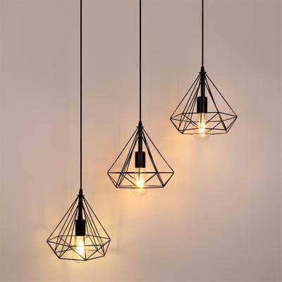 China Retro industrial geometric pendant lights iron indoor lighting restaurant coffer black pendant light(WH-VP-61) for sale