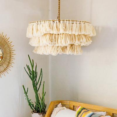 China Modern boho chandelier designer decorative Cotton tassel art chandelier(WH-MI-317) for sale