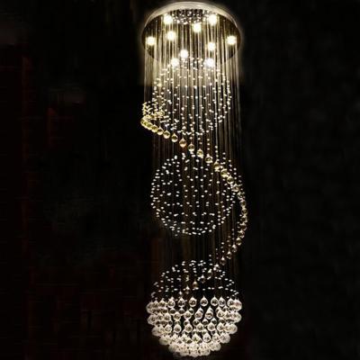 China Modern Long LED Spiral Living Crystal Chandeliers Lighting Indoor crystal light chandelier(WH-NC-23) for sale