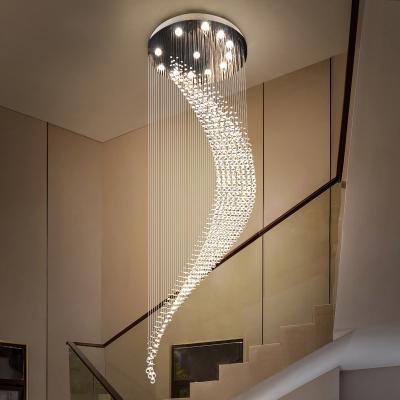 China Crystal Modern Chandelier Single Spiral Ladder Foyer Chandelier crystal led pendant lights(WH-NC-34) for sale