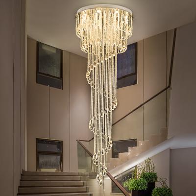 China Modern Double Spiral Staircase Lustre Crystal ceiling lights for entrance hallway(WH-NC-54) for sale