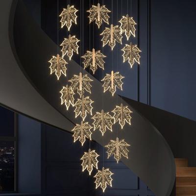 China Modern staircase chandelier hotel lobby villa spiral leaf chandelier(WH-NC-74) for sale