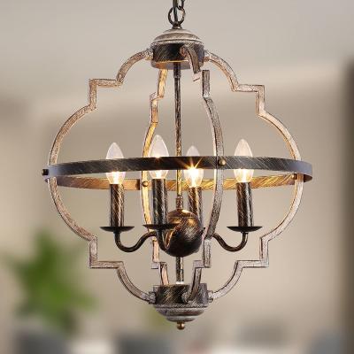 China Rustic Farmhouse Metal Chandelier Lighting Distressed Wood Ceiling Light Foyer Chandelier(WH-CI-130) for sale