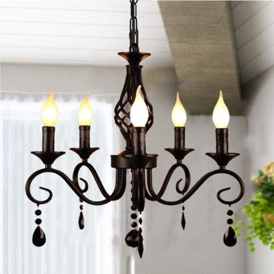 China LED Metal Chandeliers 5 Lights Black Crystal Candle Chandelier Industrial Chandelier(WH-CI-134) for sale