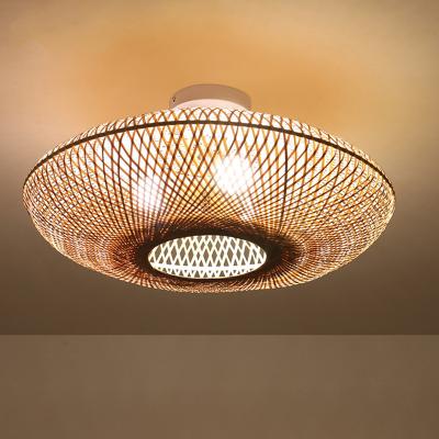 China Round Bamboo Wicker Rattan Semi Flush Mount Ceiling Light(WH-WA-36) for sale