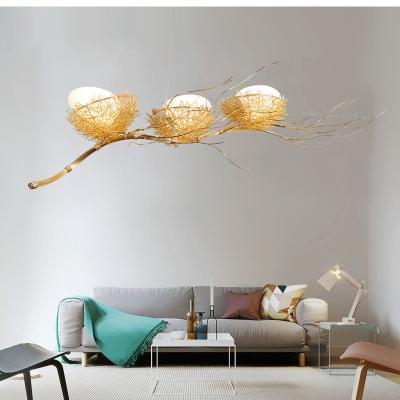 China Gold Aluminium Steel Bird Nest Pendant Light Lamp loft Industial White Glass Egg Suspension Light(WH-VP-152) for sale